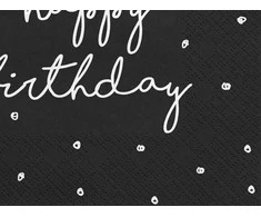 Party Deco Servetėlės "Happy birthday" juodos