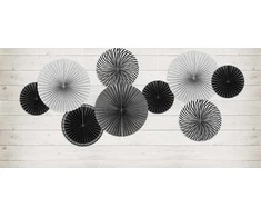 Party Deco Dekorai-rozetės PartyDeco Ø40-32-25cm/5vnt. Juodas&amp;Baltas
