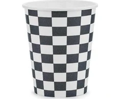 PartyDeco Vienkartiniai puodeliai "Lenktynių vėliava" 220ml 6 vnt