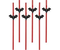 Party Deco Popieriniai šiaudeliai "šikšnosparnis" 6vnt