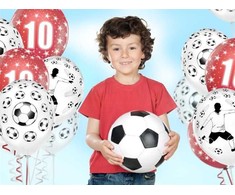 PartyDeco Party Deco Šventiniai balionai, Futbolininkas ir kamuoliukai, balti, 30 cm, 50 vnt. universalus