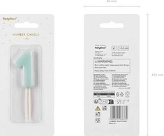Party Deco Gimtadienio žvakutė su smeigtuku nr 1 žalsva 5,5cm
