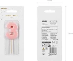Party Deco Gimtadienio žvakutė su smeigtuku nr 3 rausva 5,5cm