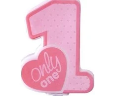 PartyDeco Gimtadienio žvakutė "Only One" rožinė 8cm