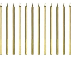 Party Deco Žvakutės gimtadienio 12 vnt 14cm auksinės