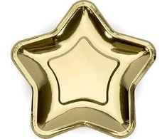 Party Deco Popierinės lėkštutės "Žvaigždė" auksinės 6vnt 18cm