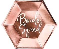 Party Deco Popierinės lėkštutės rausvos "Bride squad" 6 vnt