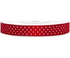 Party Deco Juostelė satino 12mm/25m raudona su taškiukais