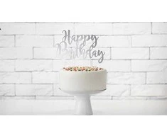 Party Deco Torto papuošimas Happy Birthday PartyDeco H22.5cm aukso spalvos