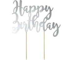 Party Deco Torto papuošimas Happy Birthday PartyDeco H22.5cm aukso spalvos