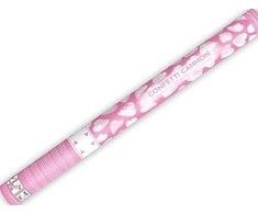 Party Deco konfeti šaudyklė, baltos širdelės, 60 cm universali