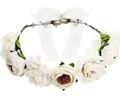 Party Deco PartyDeco Gėlių karūna, balta 17cm