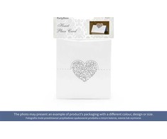 Party Deco Dekoratyvinės kortelės vakarėliui, balta su ažūrine širdele, 9x6,5 cm, 10 vnt. universalus