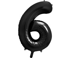 PartyDeco Folinis balionas "6" juodas, 86 cm