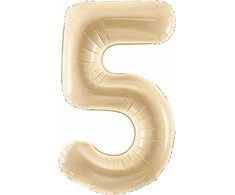 PartyDeco Balionas folinis skaičius 5 gelsvas matinis 72cm