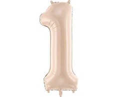PartyDeco Folinis balionas skaičius 1, kreminis 72cm