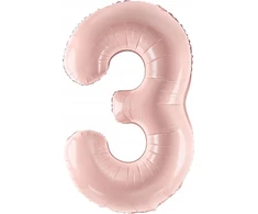 PartyDeco Balionas folinis skaičius 3 rausvas 72cm