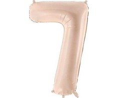PartyDeco Folinis balionas skaičius 7, kreminis 72cm