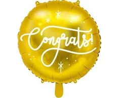 Party Deco Folinis balionas "Congrats" 35cm auksinis