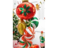 PartyDeco Folinis balionas "Saldainis Candy" balta raudona 35cm
