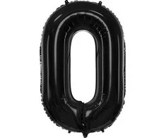PartyDeco Balionas folinis skaičius 0 juodas 86cm