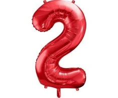 PartyDeco Folinis balionas "2" raudonas 86cm