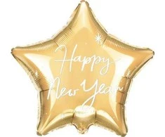 Party Deco PartyDeco Balon foliowy Happy New Year 47x50cm auksinė
