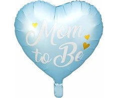 Party Deco Folinis balionas širdelė "Mom to Be" 35cm melsvas