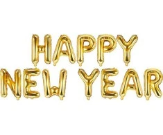 Party Deco Balionas folinis auksinis "Happy new year"