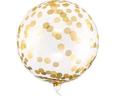 PartyDeco Permatomas balionas su auksiniais taškeliais 40cm