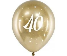 PartyDeco Balionai auksiniai "40" 30cm 6 vnt