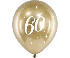 Party Deco Balionai auksiniai "60" 30cm 6 vnt
