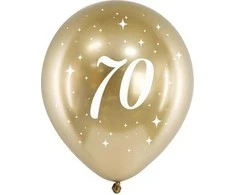 PartyDeco Balionai auksiniai "70" 30cm 6 vnt