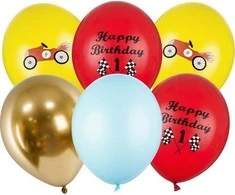 PartyDeco Balionų rinkinys "Happy Birthday 1 " 30cm 6 vnt