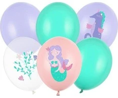 PartyDeco Balionų rinkinys "Jūra ir undinėlė " 30cm 6 vnt
