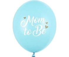 Party Deco Balionai "Mom to Be" melsvi 30cm 6 vnt