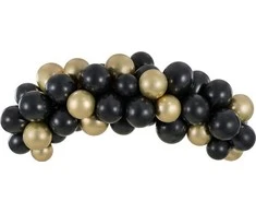 PartyDeco Balionų girlianda "Juodas and Gold" (60vnt, 200cm)