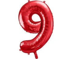 PartyDeco Folinis balionas "9" raudonas 86cm