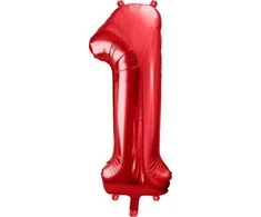 PartyDeco Folinis balionas "1" raudonas 86cm
