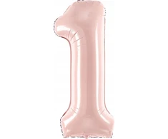 PartyDeco Balionas folinis skaičius 1 rausvas 72cm