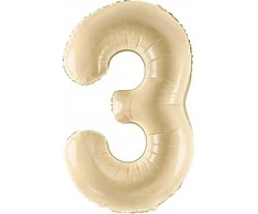 PartyDeco Balionas folinis skaičius 3 gelsvas matinis 72cm