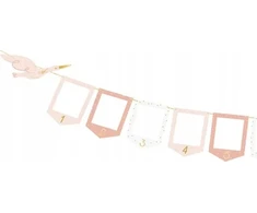 PartyDeco Nuotraukų girlianda Gandriukas, rožinė