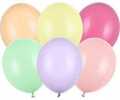 PartyDeco Helium latekso balionai, pastelinės spalvos, 100 vnt