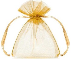 PartyDeco Organzos maišelis, 10cm (10vnt), Spalva: Auksinė
