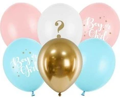 PartyDeco Balionų rinkinys "Boy or Girl" 30cm 6 vnt