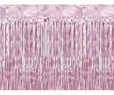 Party Deco Rausvos folijos užuolaida-lietutis 90x250cm