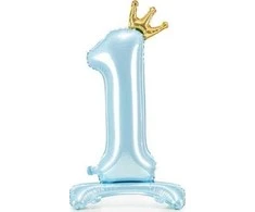 Party Deco Folinis pastatomas balionas skaičius "1" melsvas 84cm