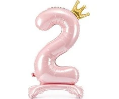 PartyDeco Folinis pastatomas balionas skaičius "2" rožinis 84cm