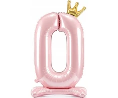 PartyDeco Pastatomas rožinis balionas Skaičius su karūna, 84cm, Skaičius: 0