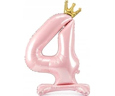 PartyDeco Folinis pastatomas balionas skaičius "4" rožinis 84cm
